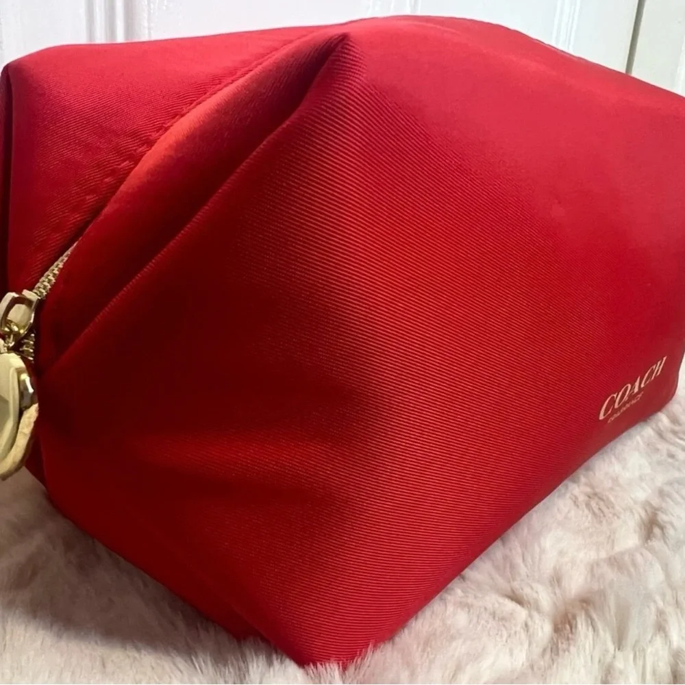 Coach Scarlet Cosmetic Pouch with Gold Accents